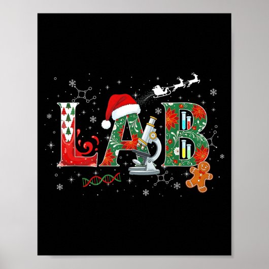 Lab Weihnachts Labor Techniker Wissenschaft Xmas S Poster (Vorne)