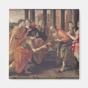 Laban, das Eliezer seinem Vater, 1562 darstellt Magnet