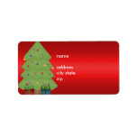 Label Address Christmas Tree on Red Adressaufkleber<br><div class="desc">Label Sticker Weihnachtsbaum auf Red Simple. Adressgeschäftliche Personal</div>