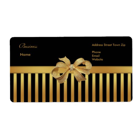 Label Address Gold Black Strip Gold Bow (Vorne)