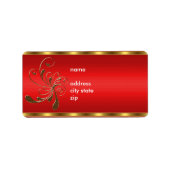 Label Address Gold Floral on Red Adressaufkleber (Vorne)