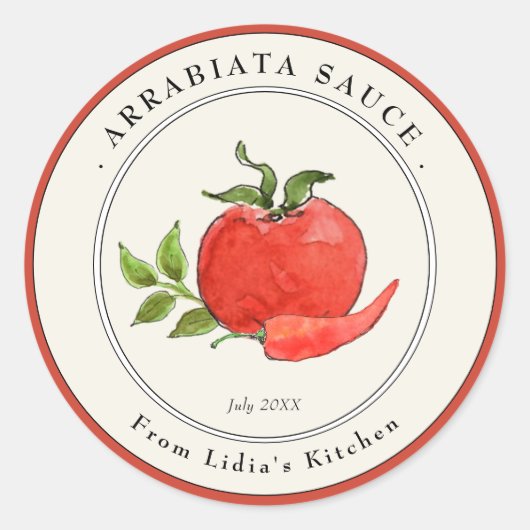 Label Arrabiata Pasta sauce Jar Runder Aufkleber (Vorderseite)