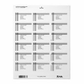 Label Black & White Simple Black Strip Adressaufkleber (Vorne)