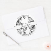 Label "Black & White Sketch Cherry" Runder Aufkleber (Umschlag)