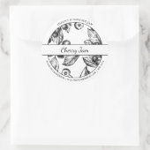 Label "Black & White Sketch Cherry" Runder Aufkleber (Tasche)