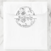 Label "Black & White Sketch Mixed Berry Jam" Runder Aufkleber (Tasche)