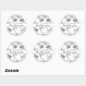 Label "Black & White Sketch Mixed Berry Jam" Runder Aufkleber (Blatt)