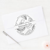 Label "Black & White Sketch Watermelon" Runder Aufkleber (Umschlag)