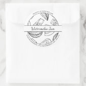 Label "Black & White Sketch Watermelon" Runder Aufkleber (Tasche)