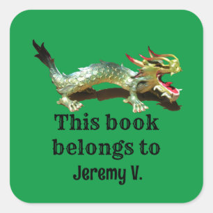 Label - Dieses Buch gehört Dragon Quadratischer Aufkleber