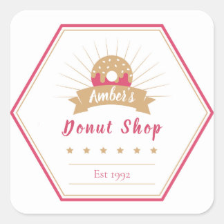 Label "Donut Shop" Quadratischer Aufkleber