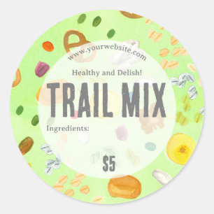 Label für gesunde Snacks für Trail Mix Runder Aufkleber
