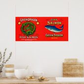 Label für Lachs aus Grünem Drachen Poster (Küche)