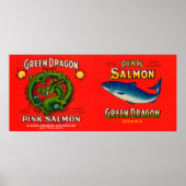 Label für Lachs aus Grünem Drachen Poster (Vorne)