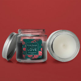 Label für Rote Blume Quadratischer Aufkleber