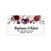 Label für Wasserfarbe Burgundy Red Navy Floral Add Adressaufkleber (Vorne)