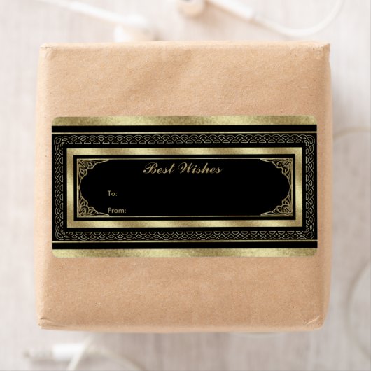 Label Geschenk Tag Brocade Black Gold (Insitu)