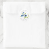 Label "Indigo Watercolor Floral Bouquet" Runder Aufkleber (Tasche)