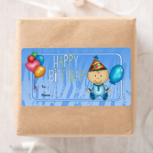 Label Kids Geschenk Tag Geburtstag Blau (Insitu)