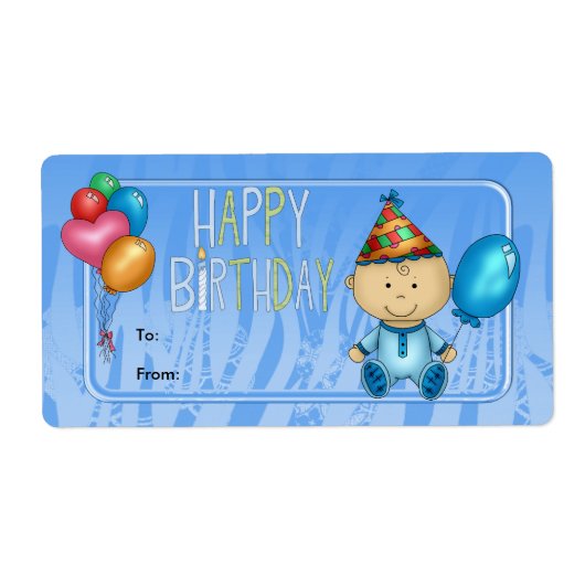 Label Kids Geschenk Tag Geburtstag Blau (Vorne)