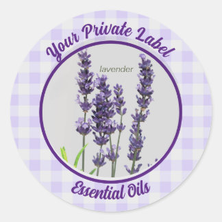 Label Lavender Gingham Private Essential Oils Runder Aufkleber