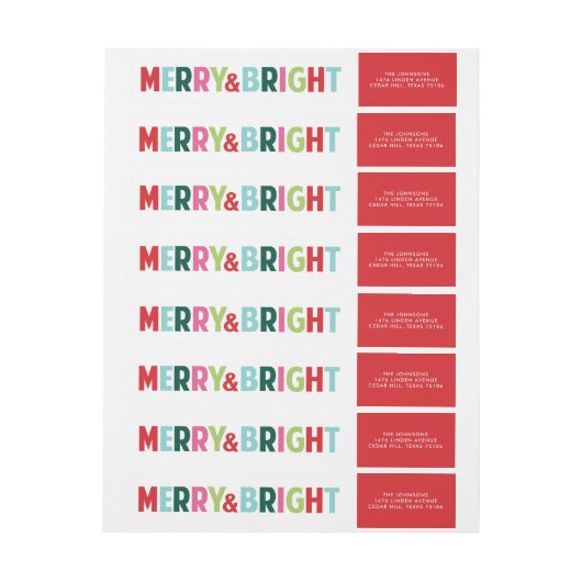 Label "Merry and Bright Holiday Wraparound Address (Bogen)