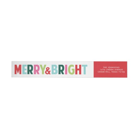 Label "Merry and Bright Holiday Wraparound Address (Person)