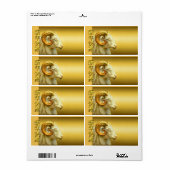 Label mit chinesischem Goldenem Ram, Happy New Yea (Vorne)