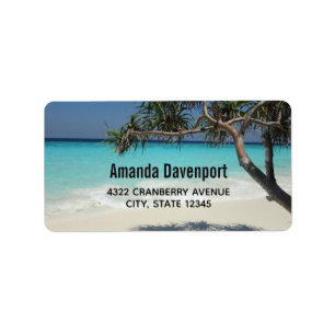 Label "Sunny Tropical Beach Ocean Paradise" Adressaufkleber