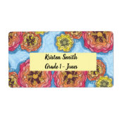 Labels der personalisierten Blumenschule (Vorne)