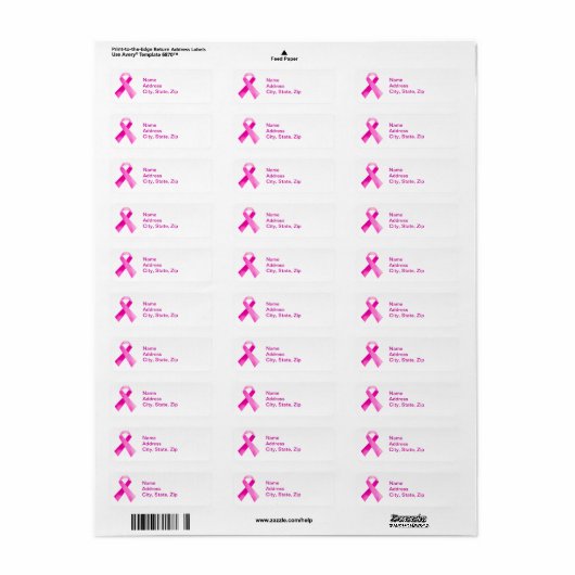 Labels der rosa Ribbon-Adresse (Vorne)