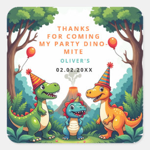 Labels Dinosaur Geburtstagsparty Danke Stickers