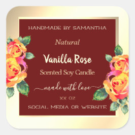 Labels für Blumenbecher und Gold-Produktverpackung Quadratischer Aufkleber