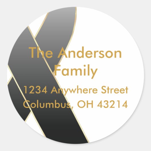 Labels für die Adresse der Schwarzen Schleife Runder Aufkleber (Vorderseite)