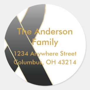 Labels für die Adresse der Schwarzen Schleife Runder Aufkleber