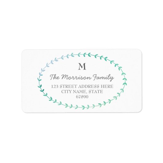 Labels für die Adresse des Monogramms "Watercolor Adressaufkleber (Vorne)
