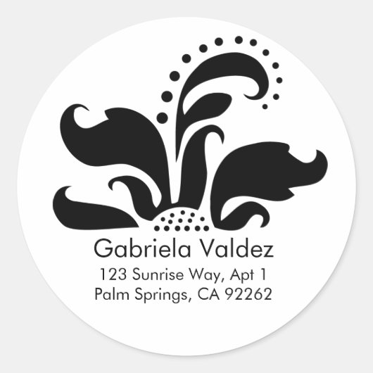 Labels für die Blume Damask Runder Aufkleber (Vorderseite)