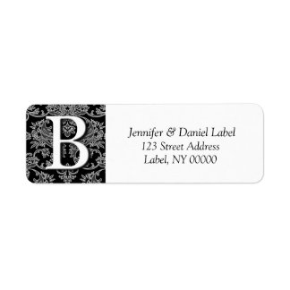 Labels für die Damaske-Einladung Monogramm-Umschla