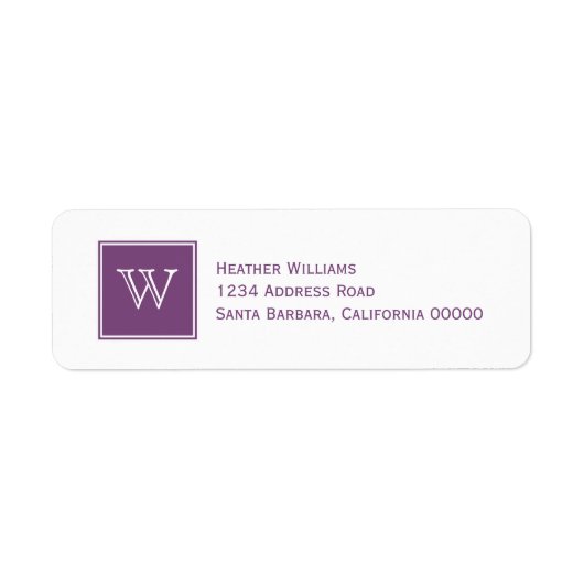 Labels für die lila Square-Monogram-Adresse (Vorne)