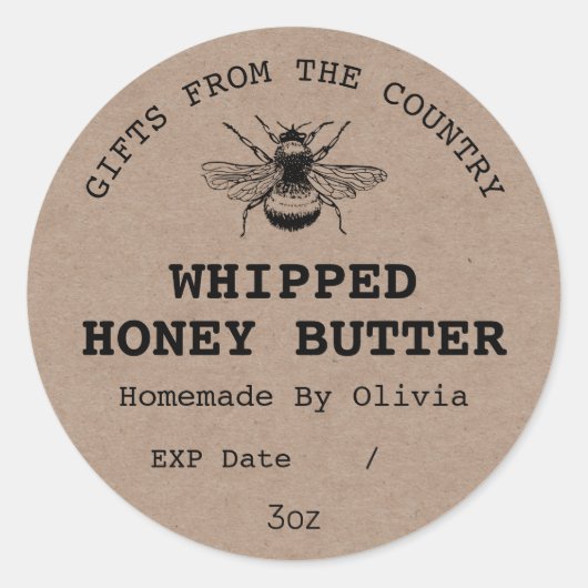 Labels für Honey-Butter Runder Aufkleber (Vorderseite)