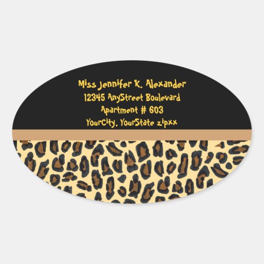 Labels für Leopard-Tierdruckadresse Ovaler Aufkleber (Vorderseite)