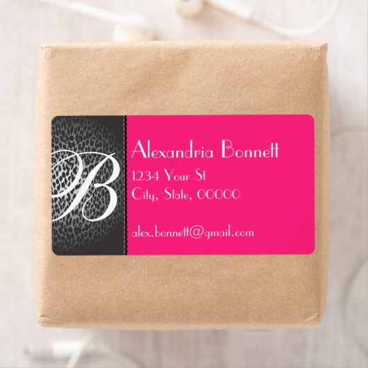 Labels für Leopard- und Hot-Pink-Monogramm-Adresse (Insitu)