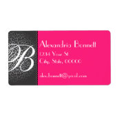 Labels für Leopard- und Hot-Pink-Monogramm-Adresse (Vorne)