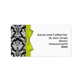 Labels für Limone Bow Damask-Adressen Adressaufkleber