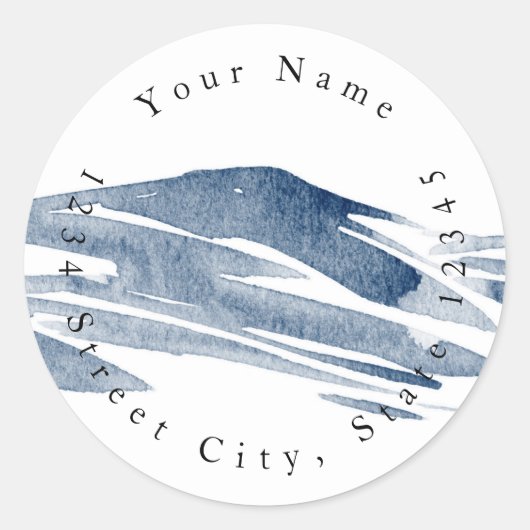 Labels für Minimalistische Abstrakte schiefer Wass Runder Aufkleber (Vorderseite)