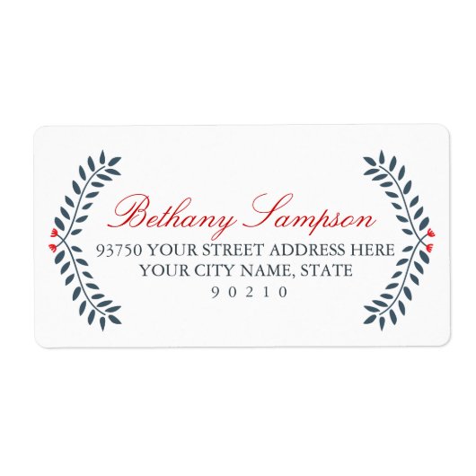 Labels für Navy und Red Floral Address Labels (Vorne)