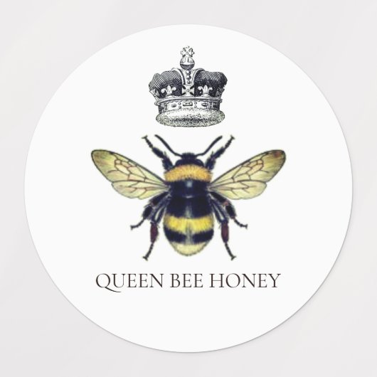 Labels für Queen Bee & Crown White Honey Etiketten (Design 1)