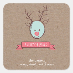 Labels für Reindeer Holiday-Geschenke Quadratischer Aufkleber