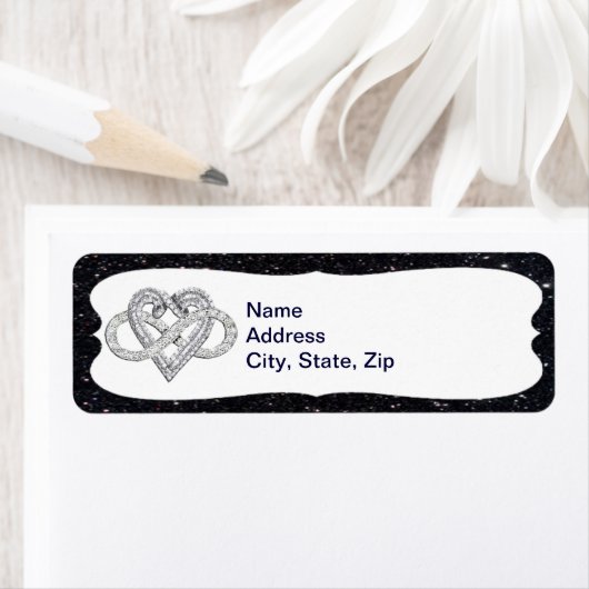 Labels für Schwarze Glitzer-Endlosherzen (Insitu)