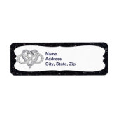 Labels für Schwarze Glitzer-Endlosherzen (Vorne)